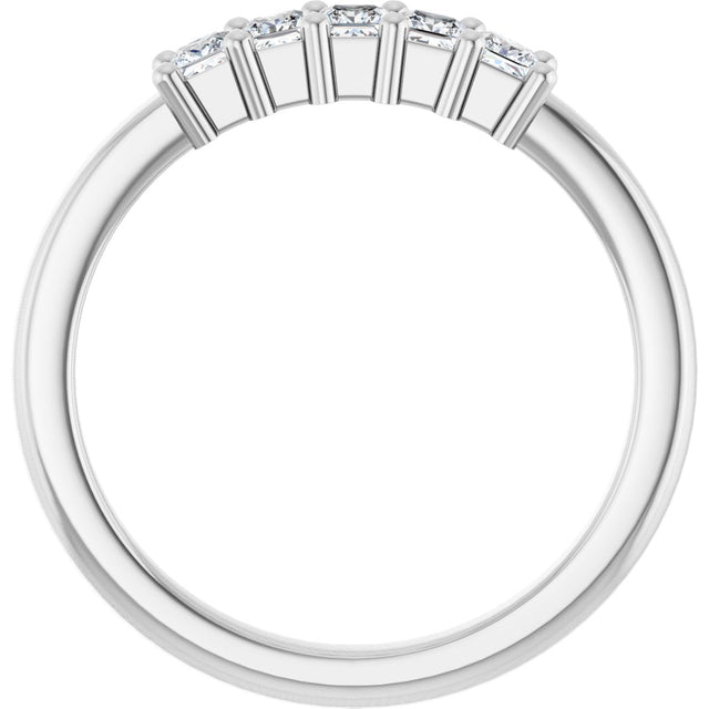 10K Gold Square Natural Diamond Five-Stone Anniversary Band – 1/3–1 1/4 CTW - White Gold - view 2