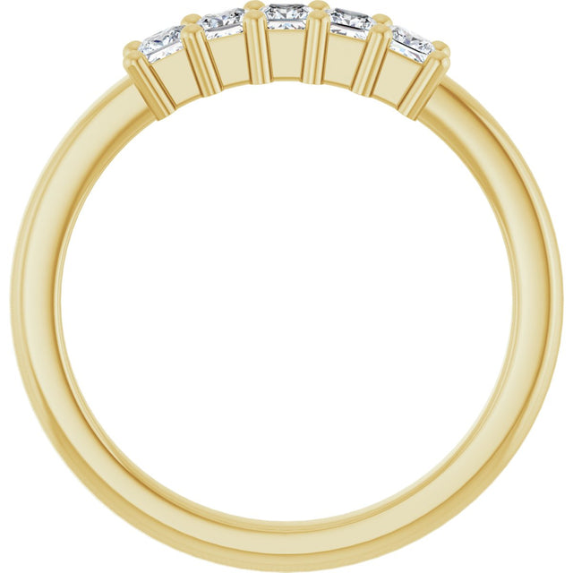 10K Gold Square Lab-Grown Diamond Five-Stone Anniversary Band – 3/8–1 1/2 CTW - Yellow Gold - view 2