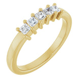 10K Gold Square Natural Diamond Five-Stone Anniversary Band – 1/3–1 1/4 CTW - Yellow Gold