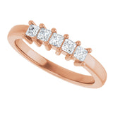 10K Gold Square Lab-Grown Diamond Five-Stone Anniversary Band – 3/8–1 1/2 CTW - Rose Gold - view 5