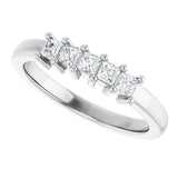 10K Gold Square Lab-Grown Diamond Five-Stone Anniversary Band – 3/8–1 1/2 CTW - White Gold - view 5