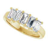 14K Gold Emerald Natural Diamond Five-Stone Anniversary Band – 1 1/2–5 CTW - Yellow Gold - view 5