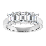 10K Gold Emerald Natural Diamond Five-Stone Anniversary Band – 1 1/2–5 CTW - White Gold - view 3