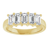 10K Gold Emerald Lab-Grown Diamond Five-Stone Anniversary Band – 1 1/2–5 CTW - Yellow Gold - view 3