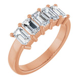 14K Gold Emerald Lab-Grown Diamond Five-Stone Anniversary Band – 1 1/2–6 1/4 CTW - Rose Gold
