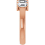 10K Gold Emerald Lab-Grown Diamond Five-Stone Anniversary Band – 1 1/2–5 CTW - Rose Gold - view 4