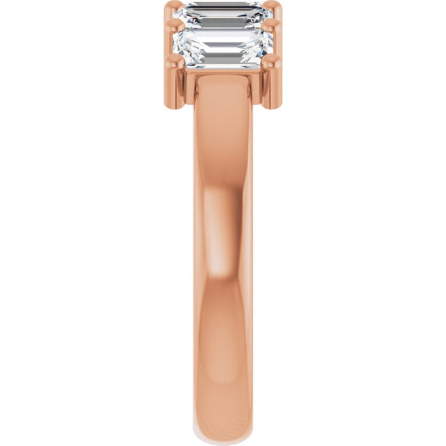 10K Gold Emerald Lab-Grown Diamond Five-Stone Anniversary Band – 1 1/2–5 CTW - Rose Gold - view 4