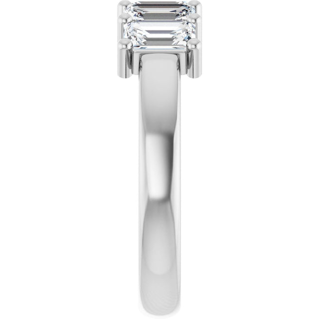 10K Gold Emerald Lab-Grown Diamond Five-Stone Anniversary Band – 1 1/2–5 CTW - White Gold - view 4