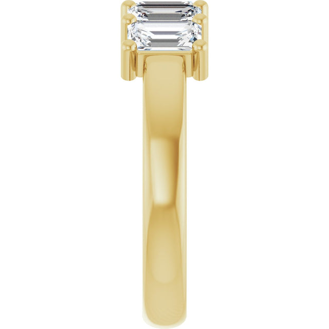 10K Gold Emerald Lab-Grown Diamond Five-Stone Anniversary Band – 1 1/2–5 CTW - Yellow Gold - view 4