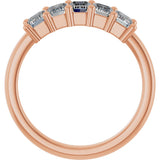 10K Gold Emerald Lab-Grown Diamond Five-Stone Anniversary Band – 1 1/2–5 CTW - Rose Gold - view 2