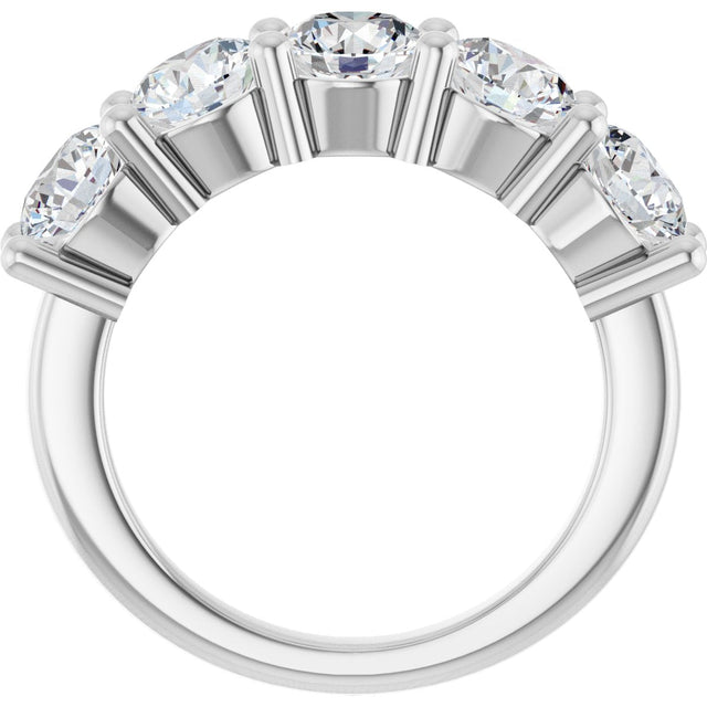 10K Gold Round Natural Diamond Five-Stone Anniversary Band – 2 1/3–4 1/4 CTW - White Gold - view 2