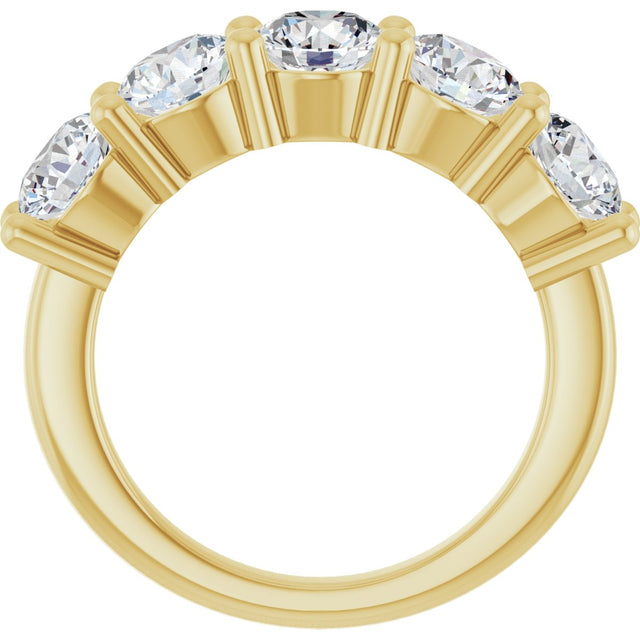 10K Gold Round Lab-Grown Diamond Five-Stone Anniversary Band – 2 1/2–4 CTW - Yellow Gold - view 2