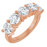 10K Gold Round Lab-Grown Diamond Five-Stone Anniversary Band – 2 1/2–4 CTW - Rose Gold