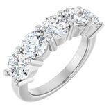 14K Gold Round Lab-Grown Diamond Five-Stone Anniversary Band – 2 1/2–4 CTW - White Gold