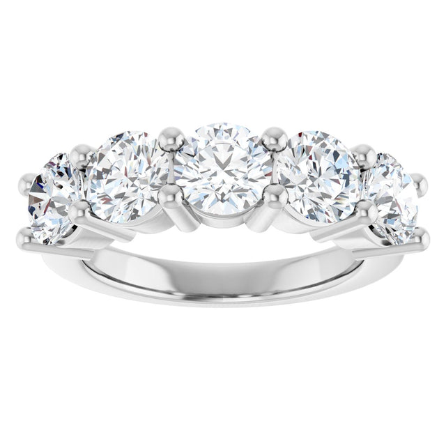 10K Gold Round Lab-Grown Diamond Five-Stone Anniversary Band – 2 1/2–4 CTW - White Gold - view 3