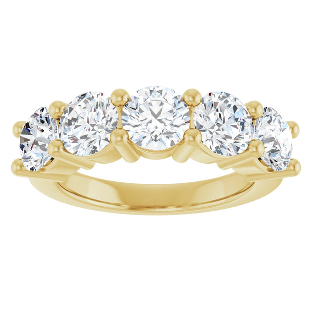 14K Gold Round Natural Diamond Five-Stone Anniversary Band – 2 1/3–4 CTW - Yellow Gold - view 3