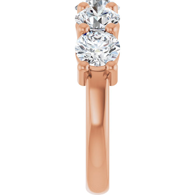10K Gold Round Natural Diamond Five-Stone Anniversary Band – 2 1/3–4 1/4 CTW - Rose Gold - view 4