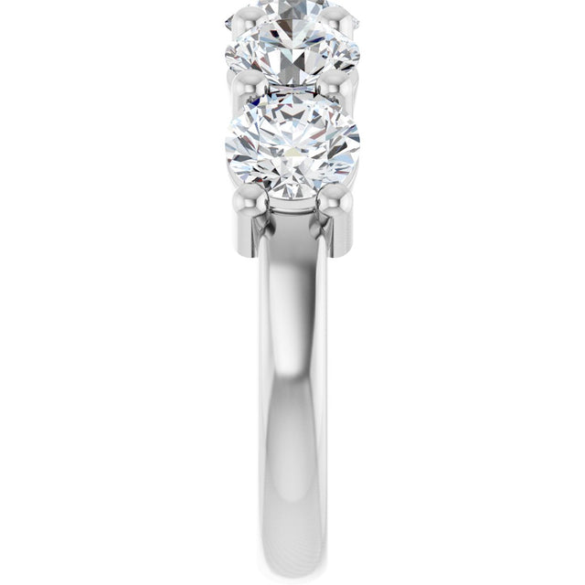 10K Gold Round Lab-Grown Diamond Five-Stone Anniversary Band – 2 1/2–4 CTW - White Gold - view 4