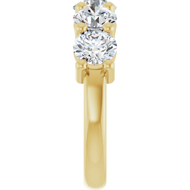 14K Gold Round Lab-Grown Diamond Five-Stone Anniversary Band – 2 1/2–4 CTW - Yellow Gold - view 4
