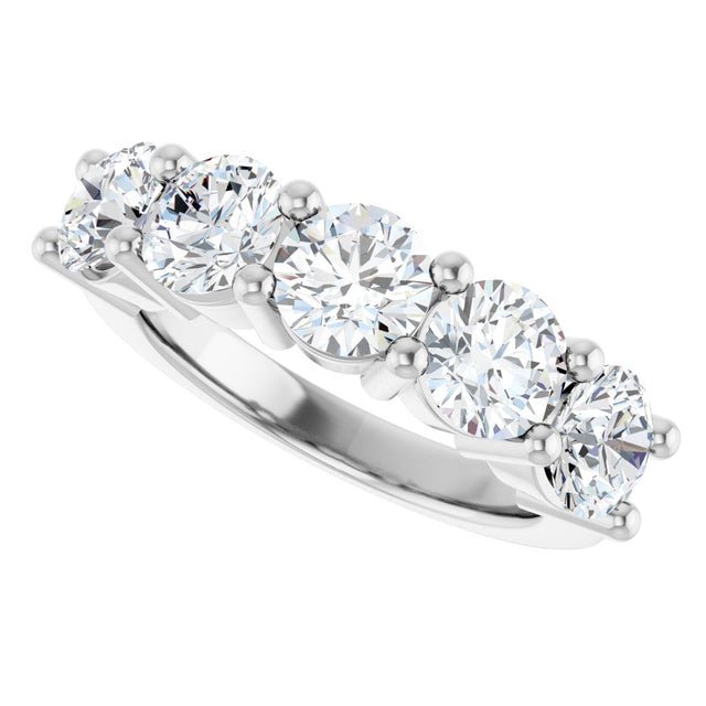 10K Gold Round Natural Diamond Five-Stone Anniversary Band – 2 1/3–4 1/4 CTW - White Gold - view 5