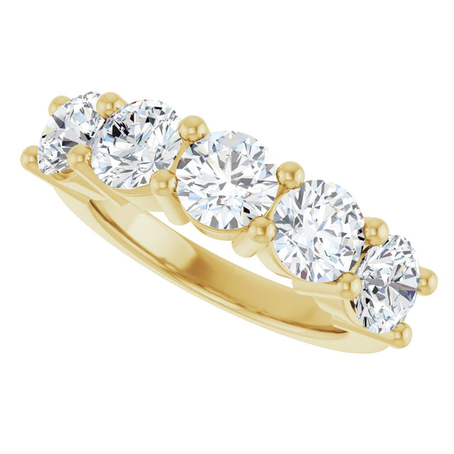 10K Gold Round Lab-Grown Diamond Five-Stone Anniversary Band – 2 1/2–4 CTW - Yellow Gold - view 5