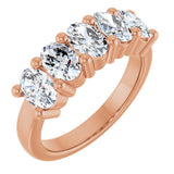 10K Gold Oval Lab-Grown Diamond Five-Stone Anniversary Band – 9/10–5 CTW - Rose Gold