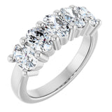 10K Gold Oval Natural Diamond Five-Stone Anniversary Band – 1 1/3–5 CTW - White Gold