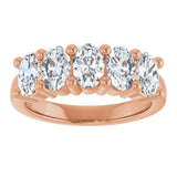 10K Gold Oval Natural Diamond Five-Stone Anniversary Band – 1 1/3–5 CTW - Rose Gold - view 3