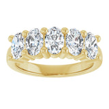 10K Gold Oval Natural Diamond Five-Stone Anniversary Band – 1 1/3–5 CTW - Yellow Gold - view 3
