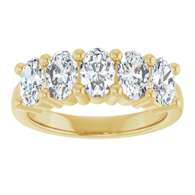 10K Gold Oval Lab-Grown Diamond Five-Stone Anniversary Band – 9/10–5 CTW - Yellow Gold - view 3