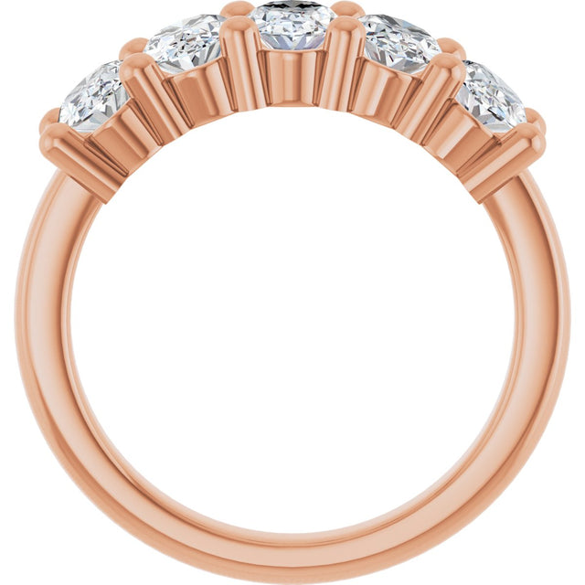 14K Gold Oval Lab-Grown Diamond Five-Stone Anniversary Band – 9/10–5 CTW - Rose Gold - view 2