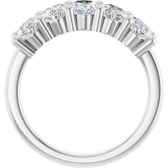 10K Gold Oval Lab-Grown Diamond Five-Stone Anniversary Band – 9/10–5 CTW - White Gold - view 2