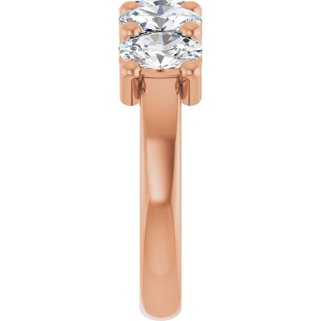 10K Gold Oval Lab-Grown Diamond Five-Stone Anniversary Band – 9/10–5 CTW - Rose Gold - view 4