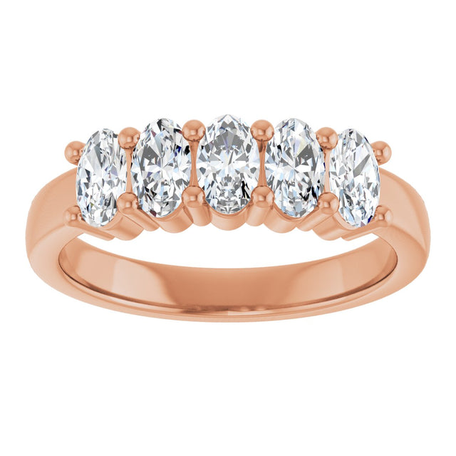 10K Gold Oval Lab-Grown Diamond Five-Stone Anniversary Band – 9/10–5 CTW - Rose Gold - view 3