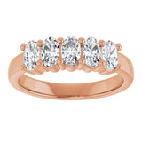 14K Gold Oval Natural Diamond Five-Stone Anniversary Band – 1 1/3–5 CTW - Rose Gold - view 3