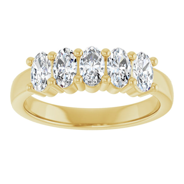 10K Gold Oval Lab-Grown Diamond Five-Stone Anniversary Band – 9/10–5 CTW - Yellow Gold - view 3
