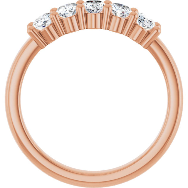 10K Gold Oval Natural Diamond Five-Stone Anniversary Band – 1 1/3–5 CTW - Rose Gold - view 2
