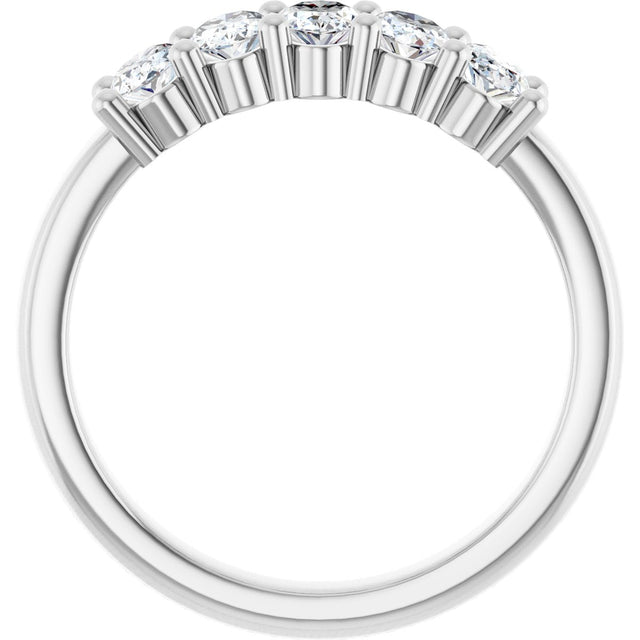 14K Gold Oval Natural Diamond Five-Stone Anniversary Band – 1 1/3–5 CTW - White Gold - view 2