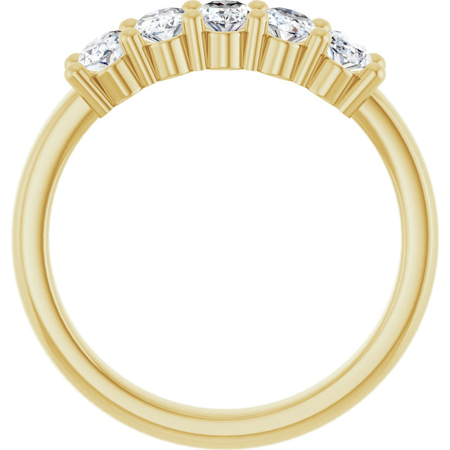 10K Gold Oval Lab-Grown Diamond Five-Stone Anniversary Band – 9/10–5 CTW - Yellow Gold - view 2