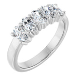 14K Gold Oval Natural Diamond Five-Stone Anniversary Band – 1 1/3–5 CTW - White Gold