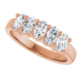 10K Gold Oval Natural Diamond Five-Stone Anniversary Band – 1 1/3–5 CTW - Rose Gold - view 5