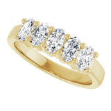 10K Gold Oval Natural Diamond Five-Stone Anniversary Band – 1 1/3–5 CTW - Yellow Gold - view 5