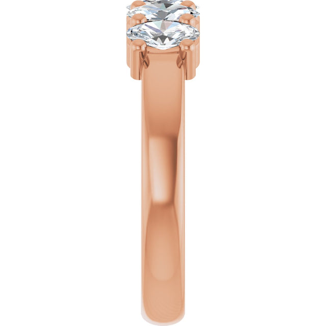 14K Gold Oval Natural Diamond Five-Stone Anniversary Band – 1 1/3–5 CTW - Rose Gold - view 4