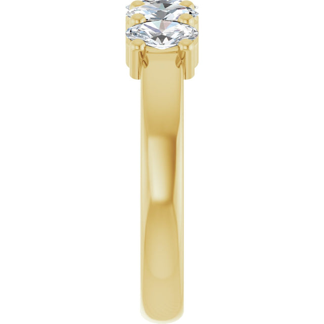 14K Gold Oval Natural Diamond Five-Stone Anniversary Band – 1 1/3–5 CTW - Yellow Gold - view 4