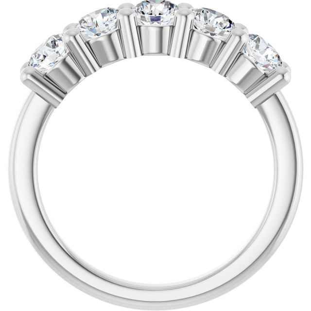 10K Gold Round Lab-Grown Diamond Five-Stone Anniversary Band – 3/4–1 5/8 CTW - White Gold - view 2