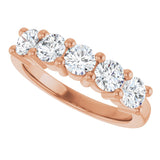 10K Gold Round Natural Diamond Five-Stone Anniversary Band – 3/4–1 1/2 CTW - Rose Gold - view 5
