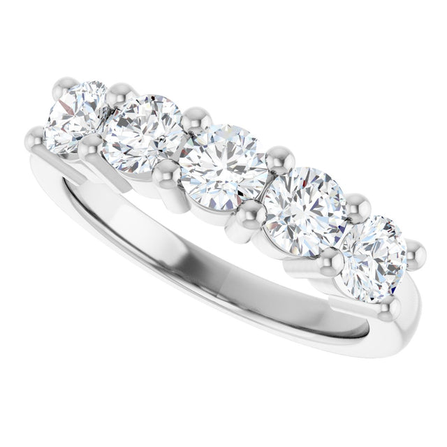 10K Gold Round Lab-Grown Diamond Five-Stone Anniversary Band – 3/4–1 5/8 CTW - White Gold - view 5