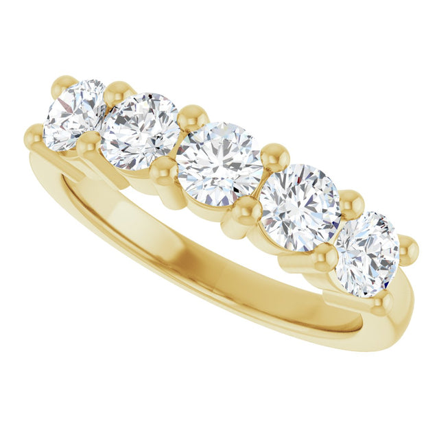 10K Gold Round Lab-Grown Diamond Five-Stone Anniversary Band – 3/4–1 5/8 CTW - Yellow Gold - view 5