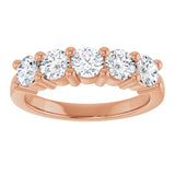 10K Gold Round Natural Diamond Five-Stone Anniversary Band – 3/4–1 1/2 CTW - Rose Gold - view 3