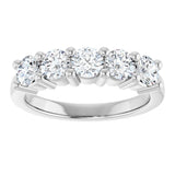 10K Gold Round Natural Diamond Five-Stone Anniversary Band – 3/4–1 1/2 CTW - White Gold - view 3